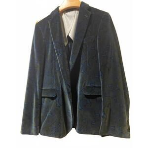 NEW CALDER CARMEL men's paisley print blazer in green/blue/black